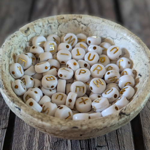 White Base, Gold Letters